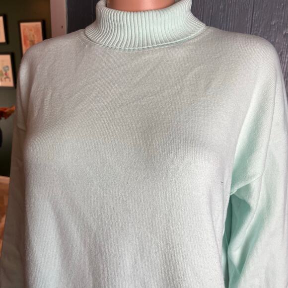 French Connection Women’s Mint Green Turtleneck Sweater XS Preppy Minimalist - Picture 2 of 4